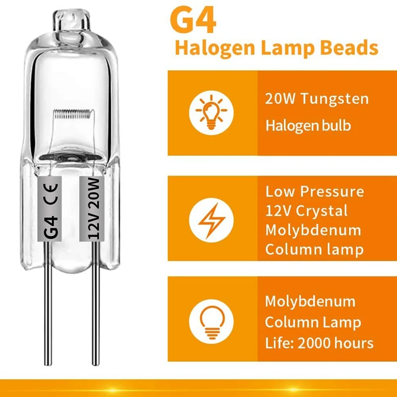 H&Z 5PCS GU4 Halogen 20W Bulbs, G4 12V 20W with 2800k Warm White, Long  Lifespan G4 Bi-Pin Base Dimmable for Cabinet Light