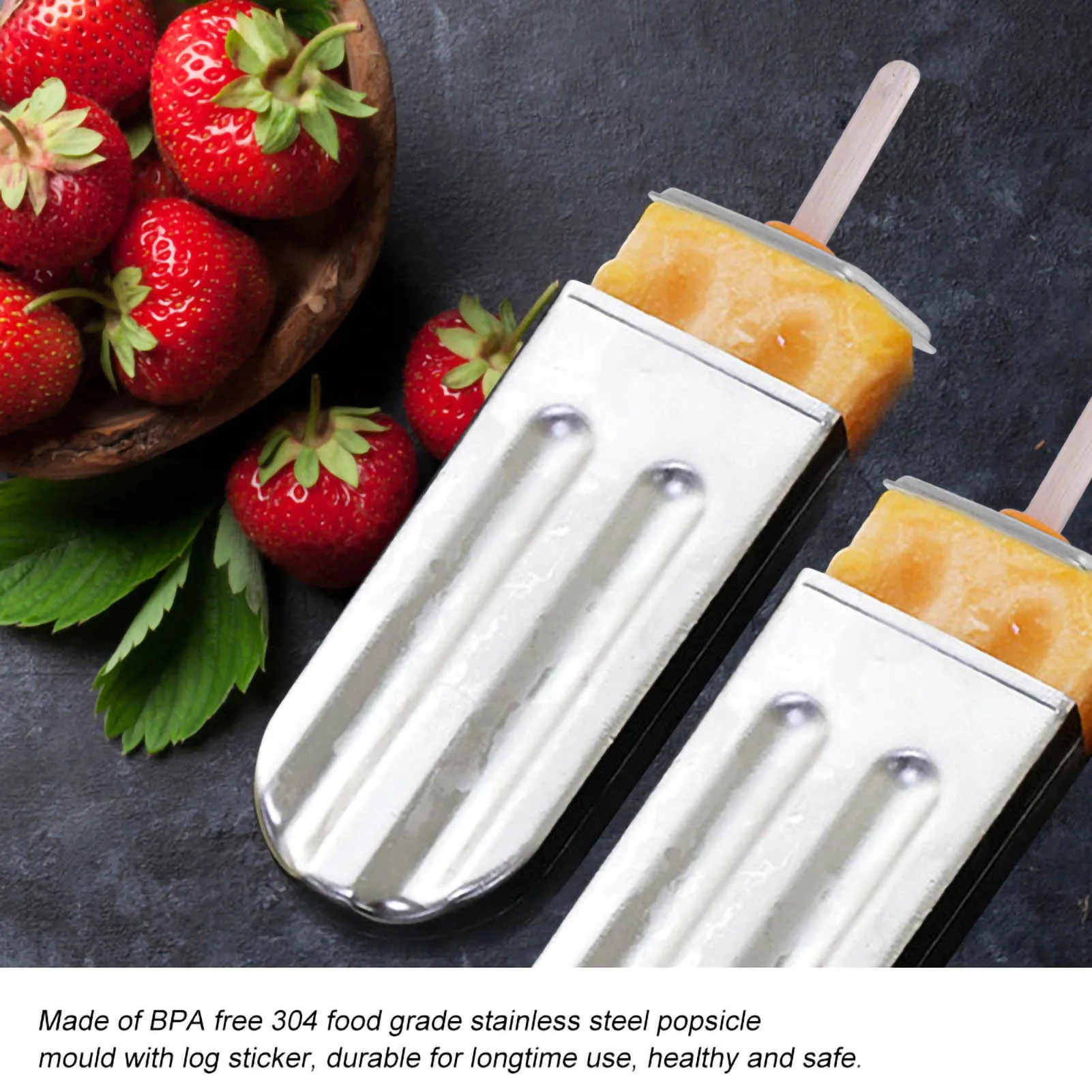 10pcs Ice Pop Mould Stainless Steel Ice Lolly Maker Kitchen Supplies