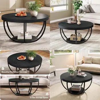 Modern 2-Tier Round Coffee Table 1
