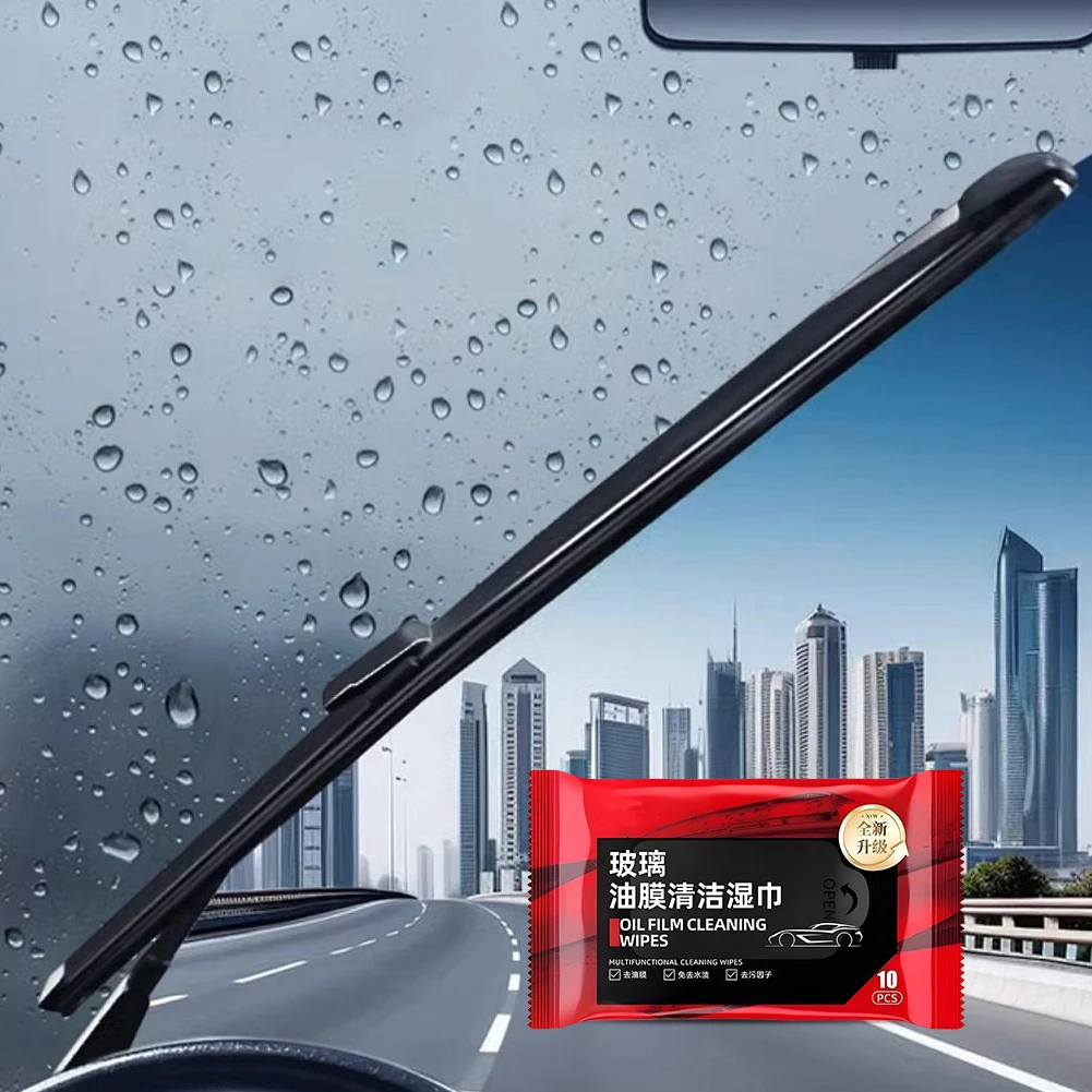 Car Glass Oil Film Removal Wipes Car Window Glass Oil Film Remover Stain Cleaner Remover Wet Wipes 1/5Pack