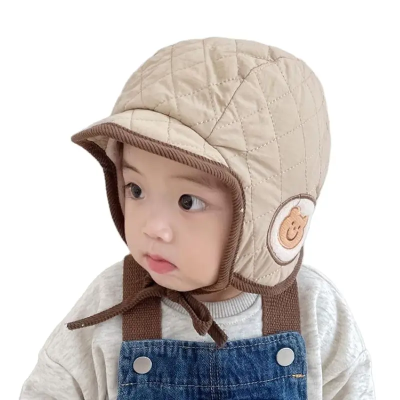 

Зимняя шапка Doitbest для маленьких девочек, облегающие шапки с маленьким медведем, детские меховые шапки-бомберы с мультяшным рисунком, теплые детские шапки с ушами для детей от 1 до 4 лет