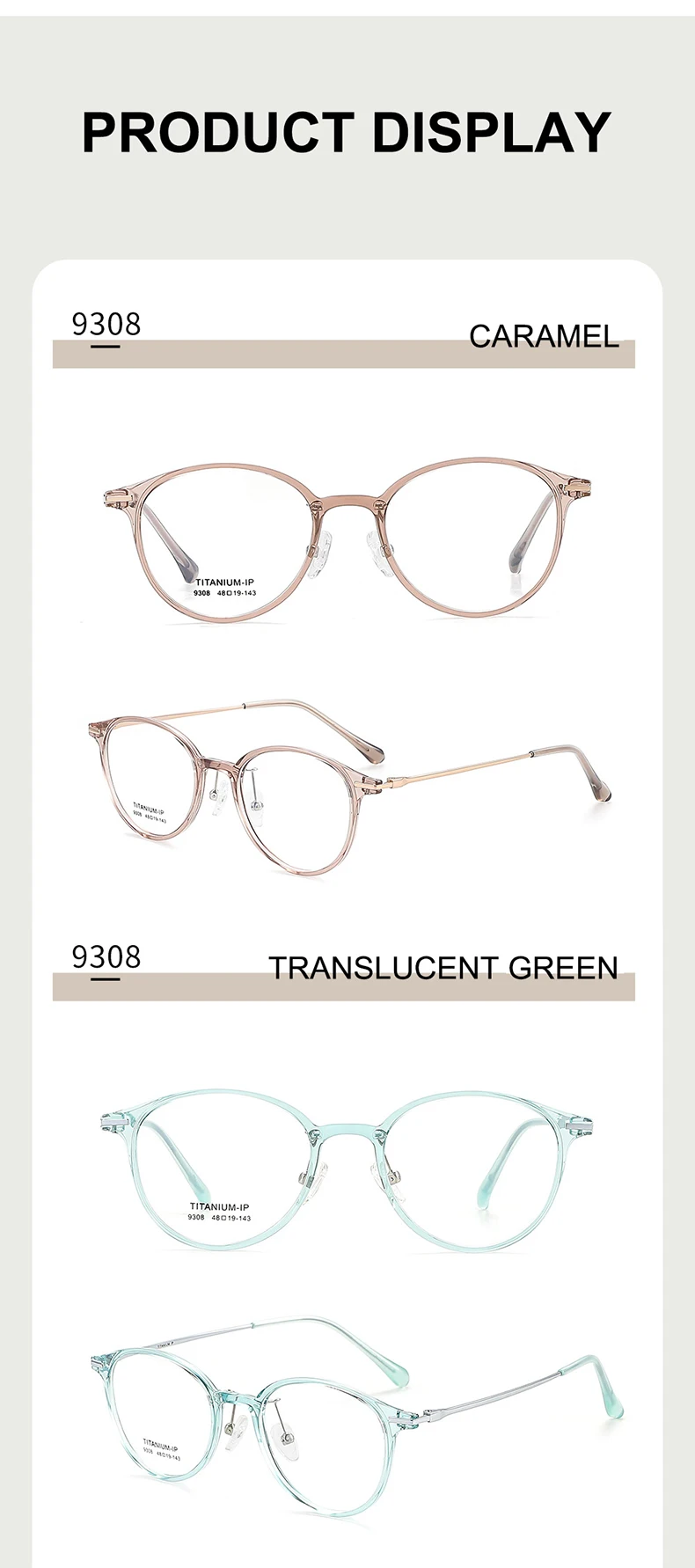 Retro modische kleine Rahmen Titan Brille Rahmen Damen runde TR90 Brille ultraleichte 7g natürliche Brille bequem – Detail 10
