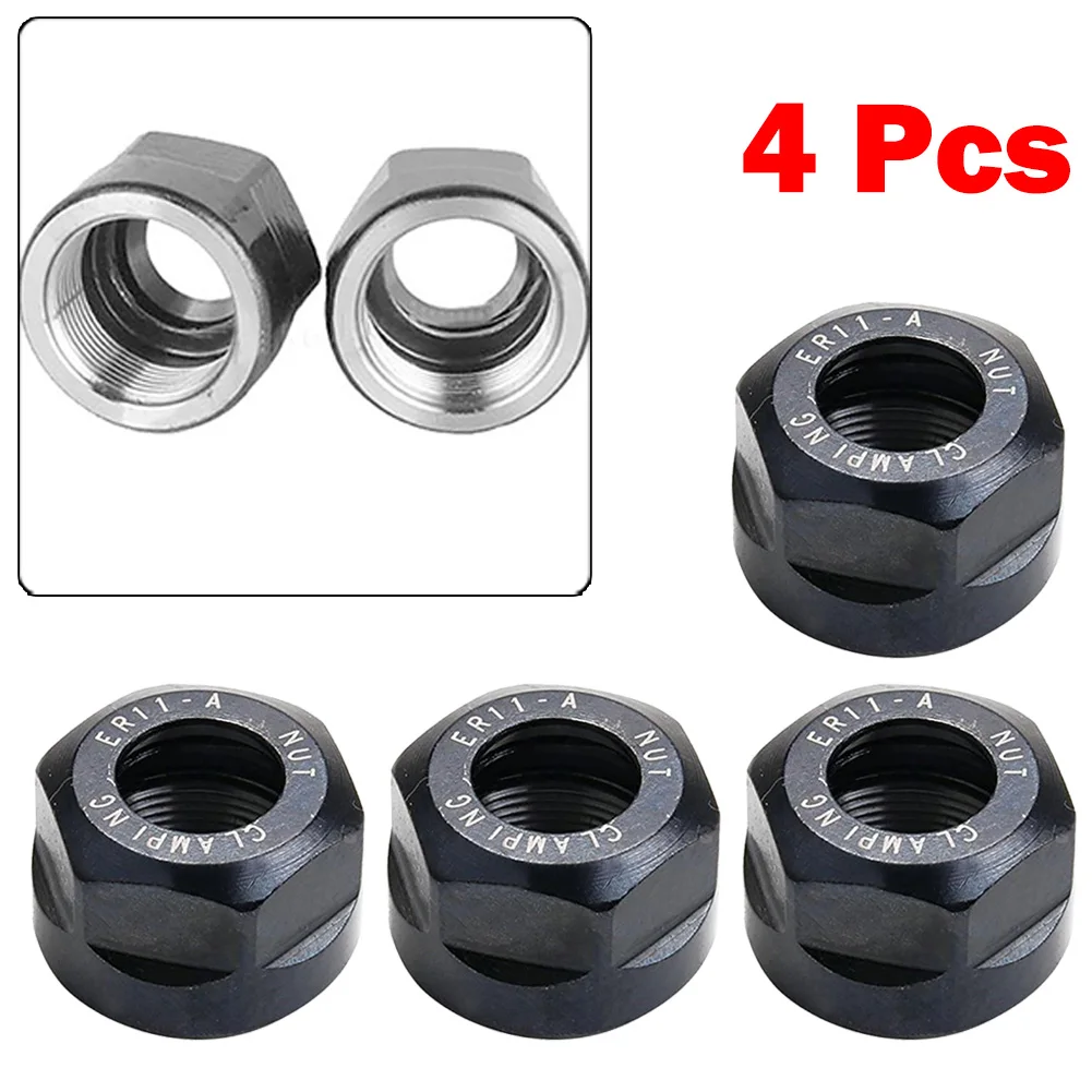 

4pcs ER11 A Type ER Collet Chuck Nut For CNC Lathe Milling Cutter Router Bit Holder Lathe Clamping Nuts