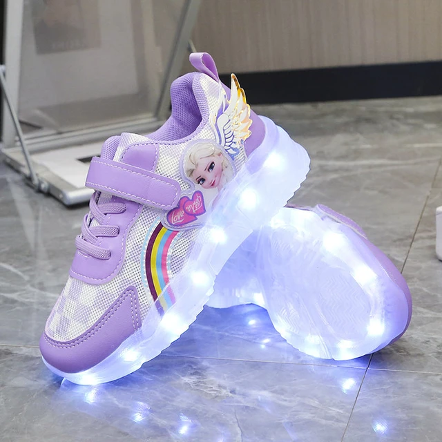Disney-zapatillas de con iluminación LED para niños y niñas, zapatos transpirables de primavera, suela suave, _ - AliExpress Mobile