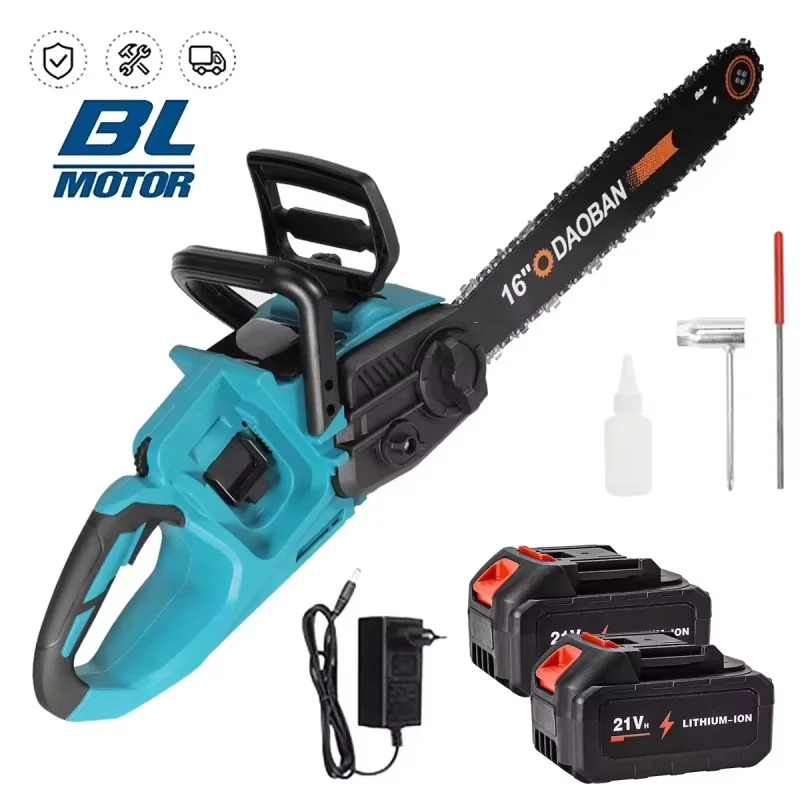 Vremota Bürstenlose 16-Zoll-Elektrokettensäge, kabelloses Elektrowerkzeug zum Beschneiden von Holz, handgehaltener Gartenschneider für Makita-Akku – Detail 1