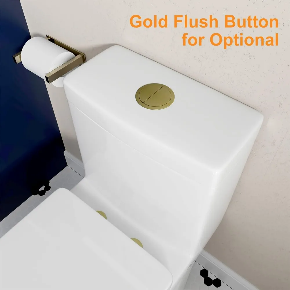 Small Compact One Piece  For Bathroom, Powerful & Quiet Dual Flush Modern Toilet, 12'' Rough-In Toilet&Soft Closing Seat Include 2