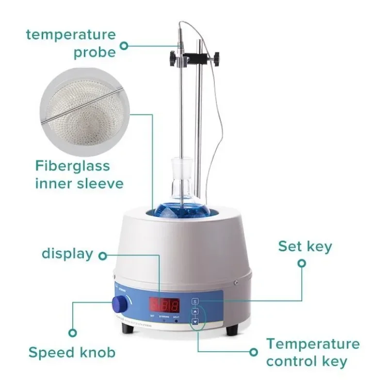 HMSC 디지털 전기 가열 맨틀 마그네틱 교반기, 열 조절기 포함 실험실 장비, 1000ml, 110V 220V, 250ml