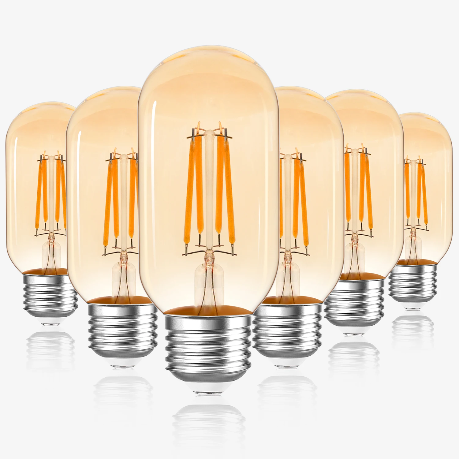 Description Picture 3 of item6PCS Vintage Edison LED Filament Light Bulb 4W E27 T45 40W Equal Tubular Bulbs Chandelier Replacement Bulb Christmas Decoration