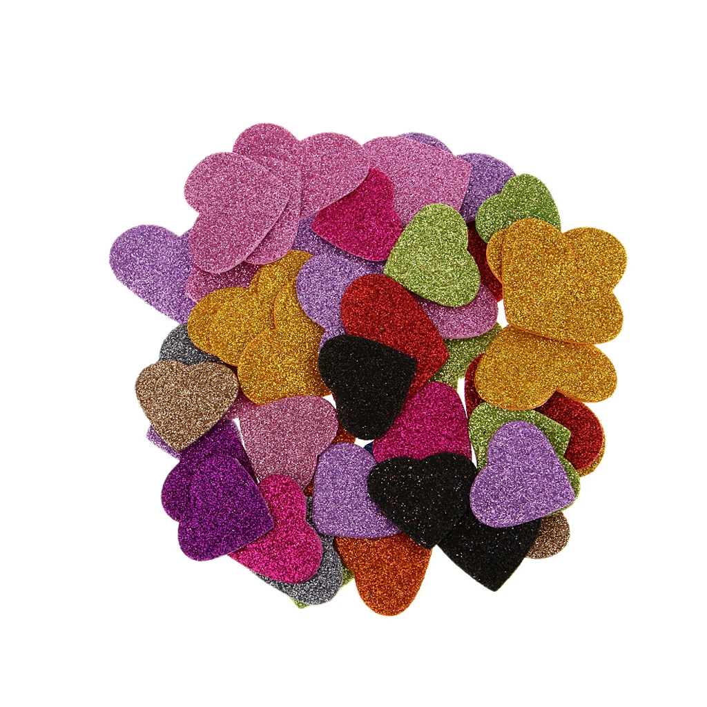 

45 Pcs Glitter Heart Stickers Valentine's day Decorative Sticker for Scrapbooking or Embellishment (Colorful Heart)