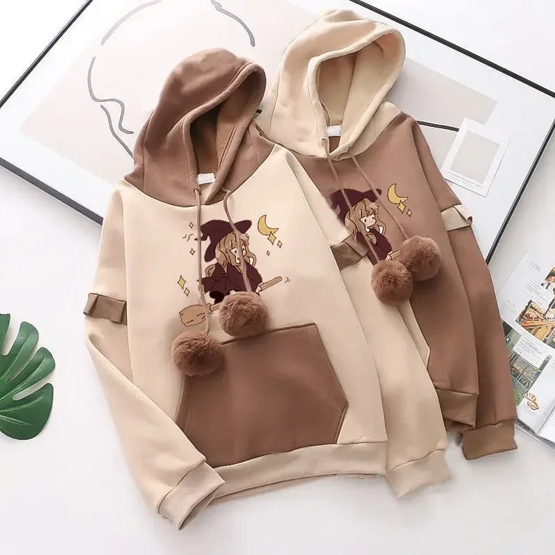 

MINGLIUSILI Cute Anime Print Hoodie for Women Korean Fashion Loose and Casual Oversized Hoodie All-match Kawaii Sweatshirt