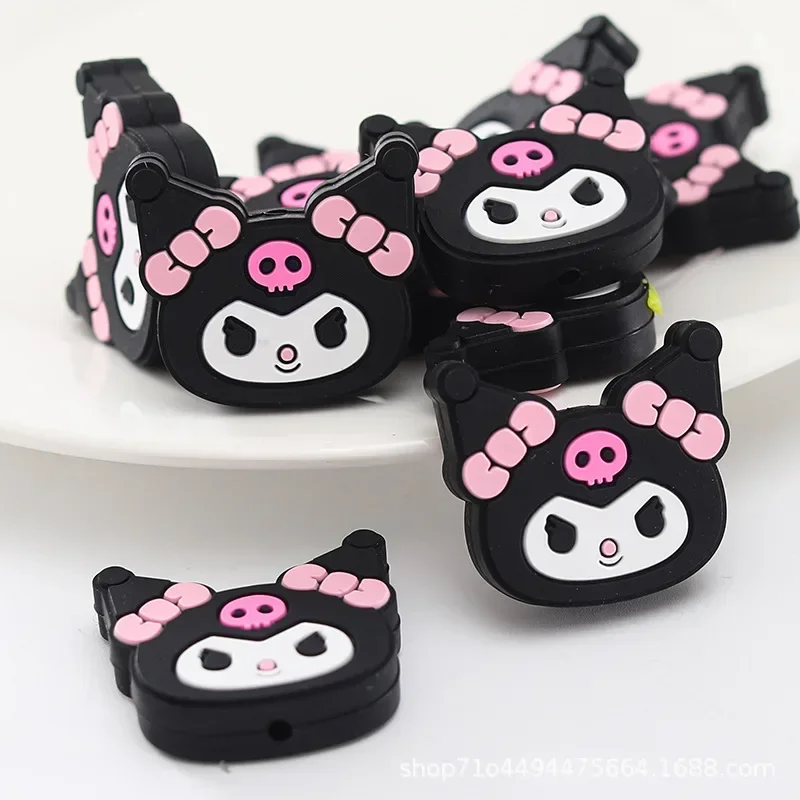 12PCS Cats Silicone Focal Beads - Gray & Pink Animal Beads For DIY Keychains & Pens