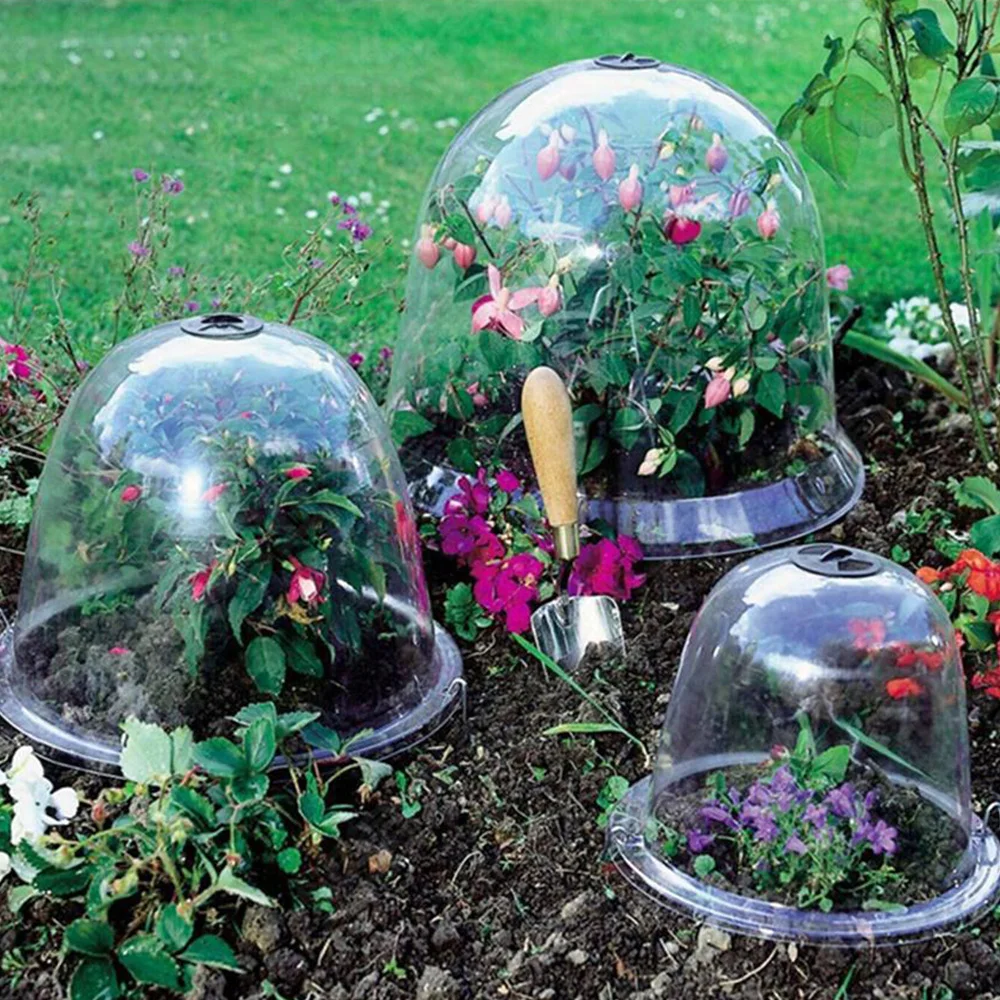 Plant Protection Covers 10pcs Plant Protect Bell Covers Reusable Plastic Clear Garden Plant Protection Covers w Fixed Support Pins Tags Anti-frost