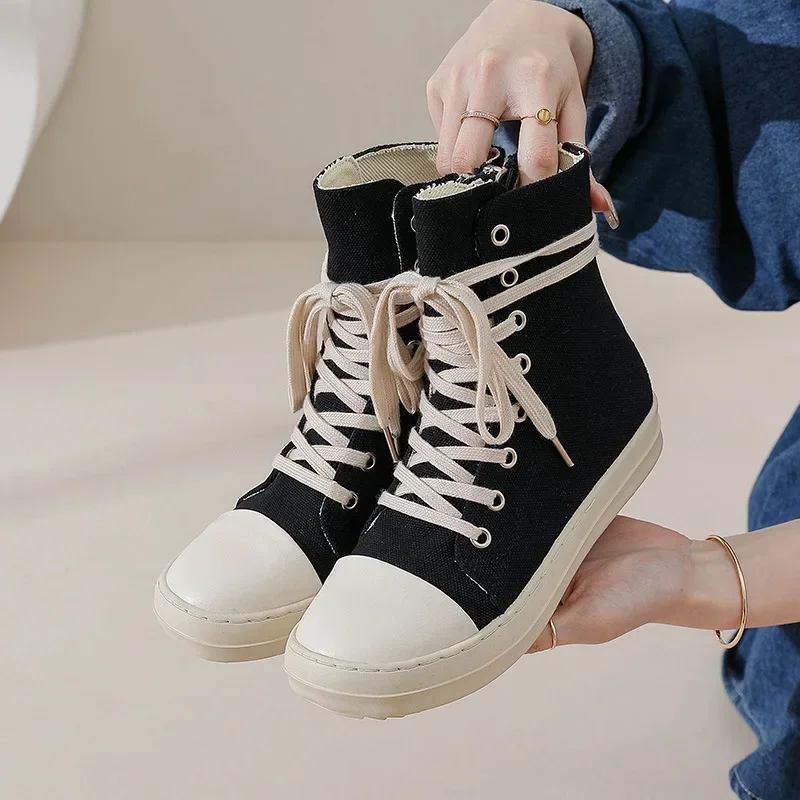 Women Shoes Women Sneakers Women Flats Casual Shoes Vintage Design High Top Platform Canvas Sneakers Chunky Sneaker Flats