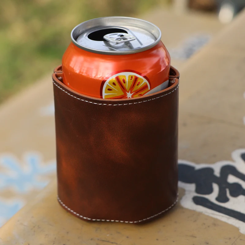 3pcs PU Leather Cooler Covers for Beer,Desktop storage, Slim Can and Bottle, Coolers Holder, Non-Slip Cooler Sleeves