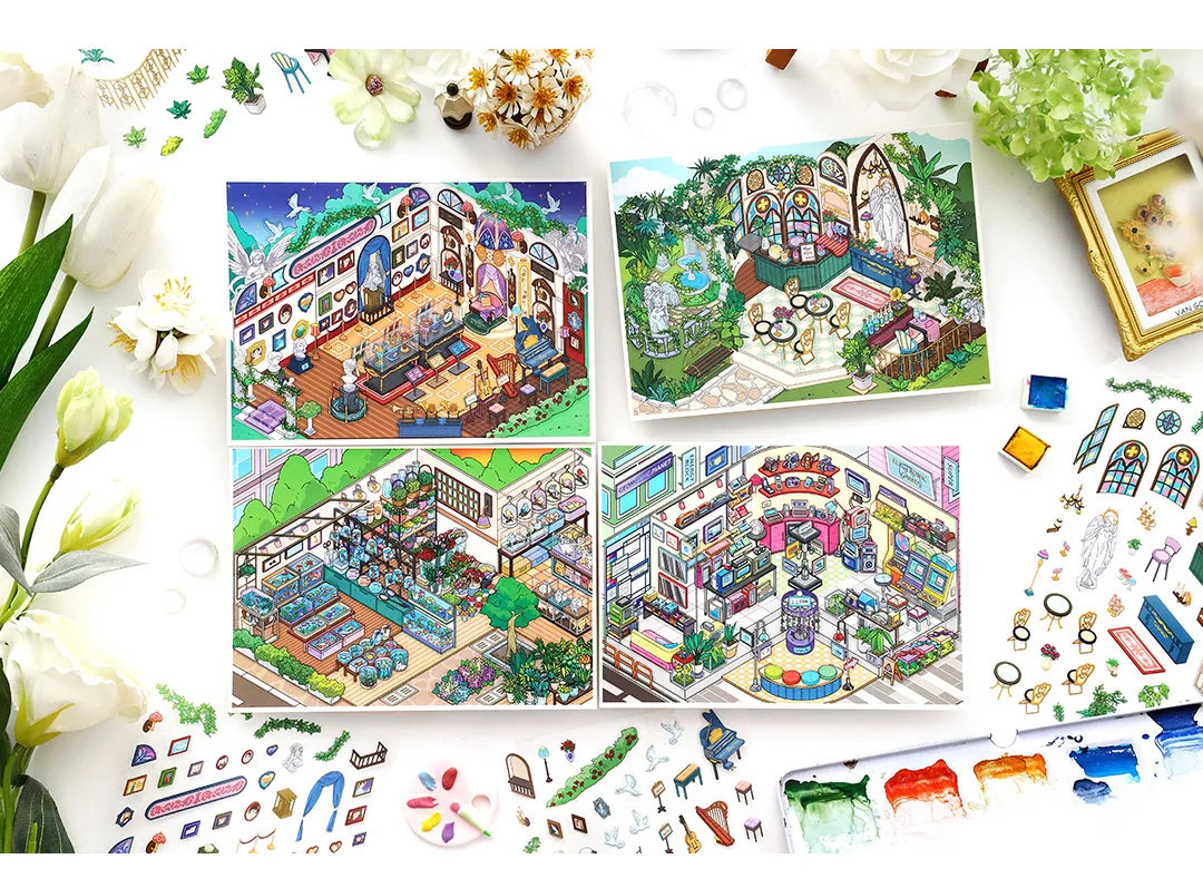 Kawaii Kunstausstellung 3D Garten Kaffee Landschaft Aufkleber DIY Taschenkabine Szene Weihnachtsgeschenke ﻿ – Detail 14