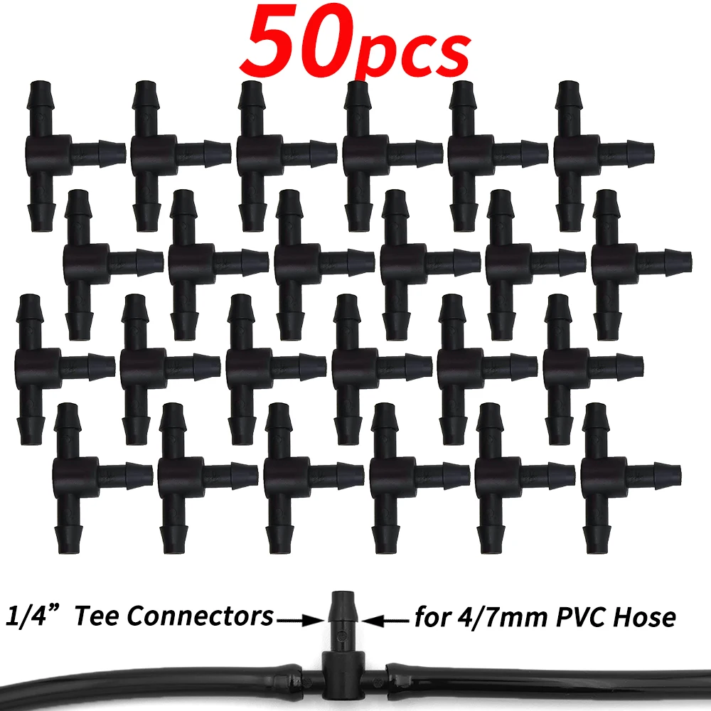 WUJIE Garden Water Connector Drip Irrigation for 1/4'' & 1/8'' Tubing Hose Accessories Joint Barbed Tees Cross Eng Plug Adaptors 3