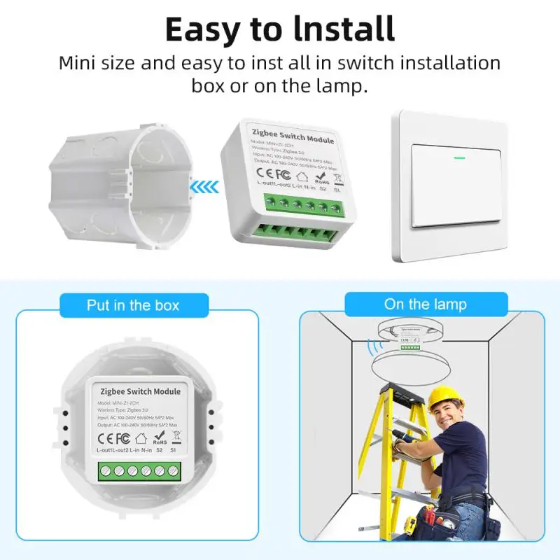 ZigBee Wifi Smart Switch Relay 4 Gang Switch 2 Way Control Wireless Breaker Work With Alexa Google Home Alice For Smart Home