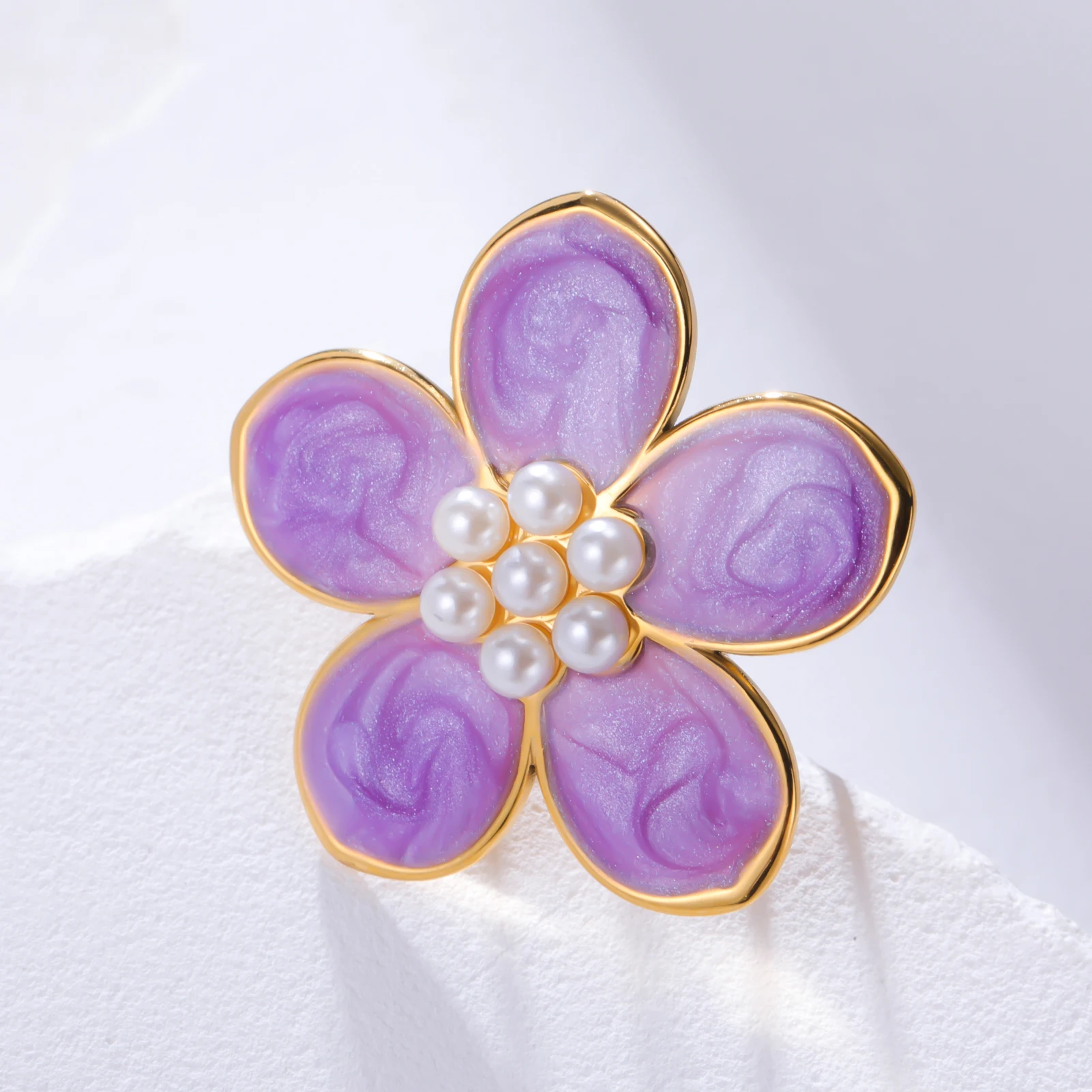 COOLTIME 1pc Bunte Tropf Öl Perle Blume Ring frauen Edelstahl Einstellbare Ring Mode Ästhetik Hochzeit Schmuck geschenk – Detail 15