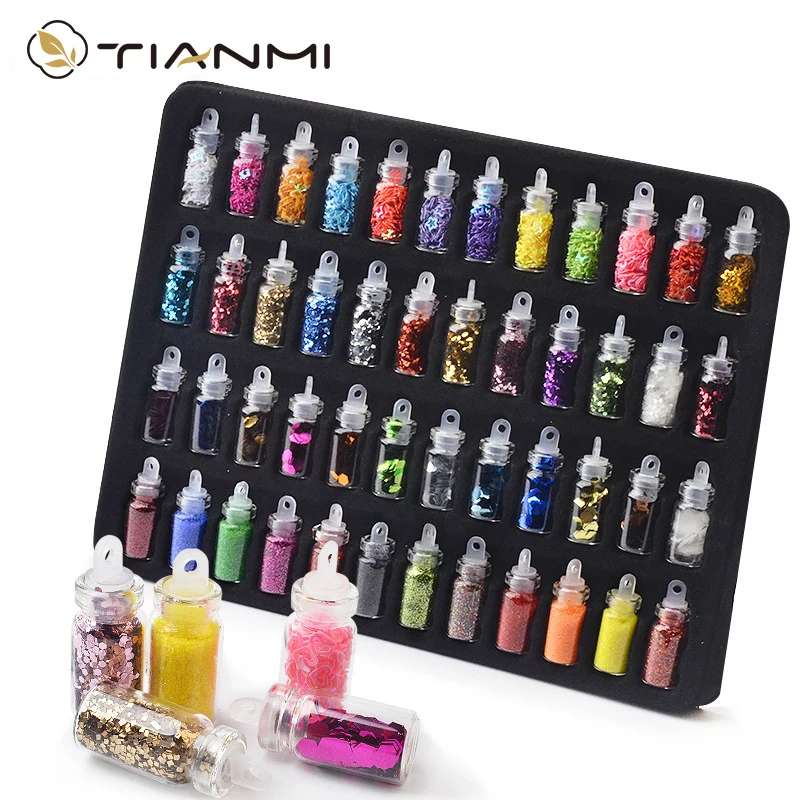 

Nail Art Glitter Rhinestone 48 Bottles/Set Nail Parts Nail Art Sequins Crystal Gems Jewelry Bead Manicure Decoration Accessories