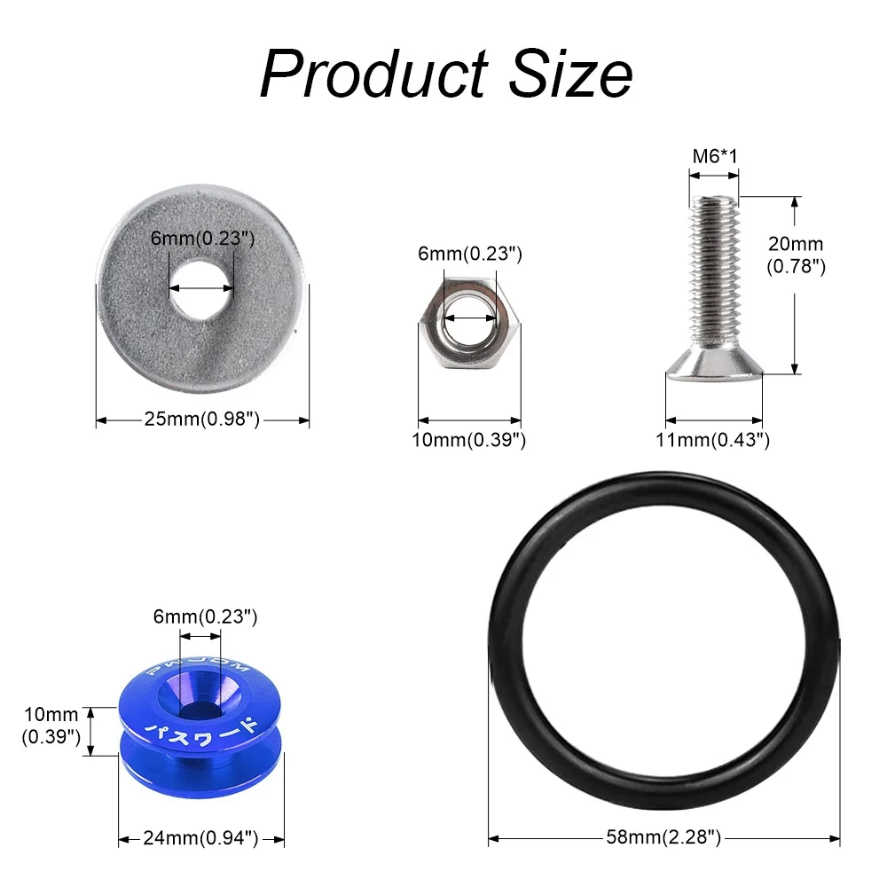 Aluminum Quick Release Fasteners For Front Rear Bumper Hatch Cover Surround Fixing Buckle Car Accessories