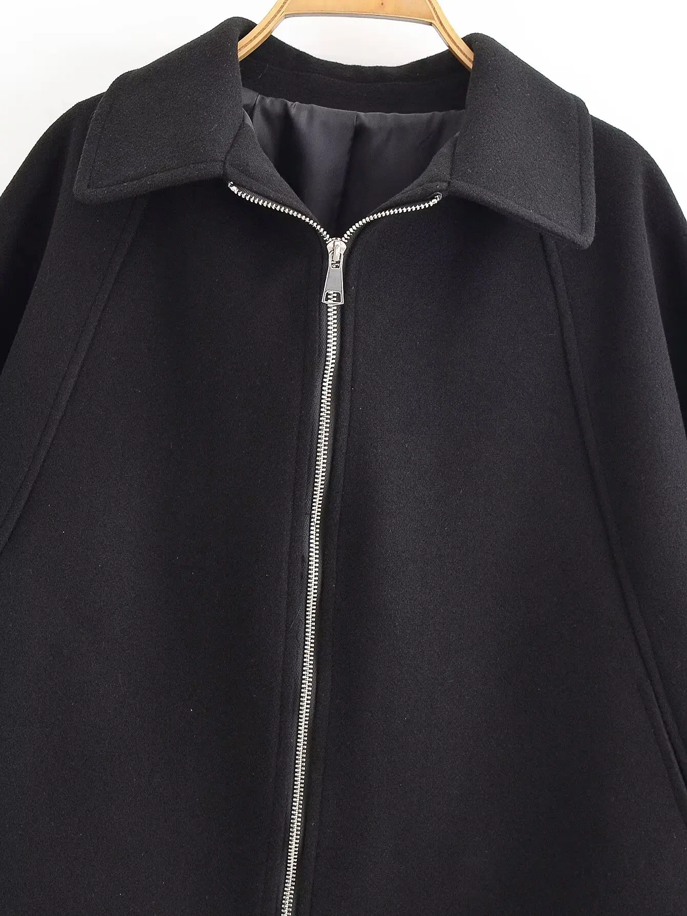 Women Shirt Style Wool Jacket Coat With Zipper Autumn Long Sleeve Female Outerwear Loose Coats Retro Lady Tops Jacket Streetwear