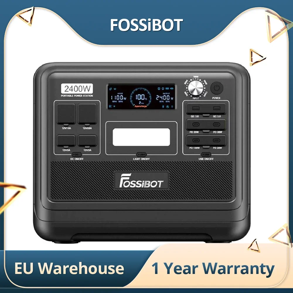 Fossibot F2400 Centrale Elettrica Portatile, 2048Wh Lifepo4 Batteria 2400W Uscita Generatore Solare, 16 Porte Di Uscita Lavoro Interno Esterno