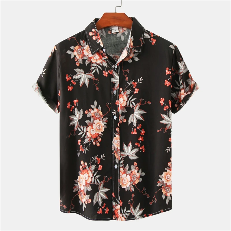 thumbnail image 1 of Camisa hawaiana de verano 2023 para hombre, con estampado de flores en 3D, moda urbana, camisetas de manga corta, camisas florales de playa, camisas holgadas para hombre, 1 of 5