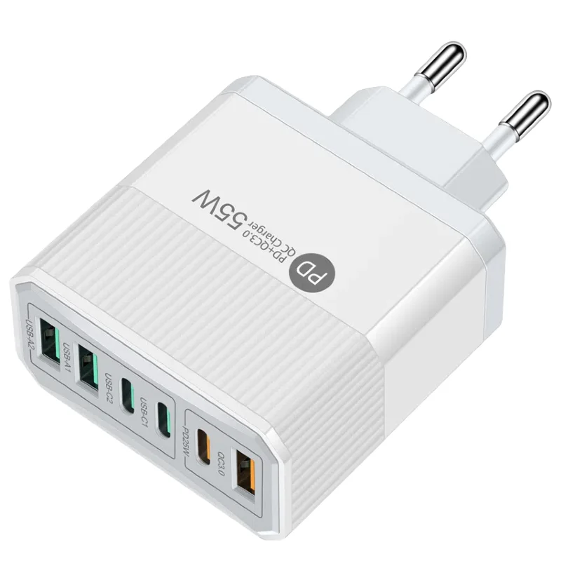Efficient 6-Port Fast Charger with USB and PD Ports
