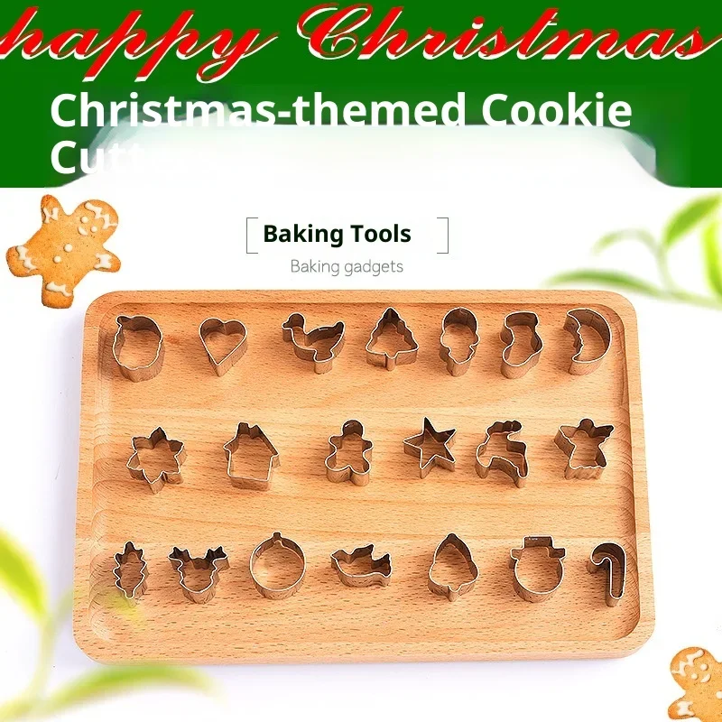 20Pcs/Set DIY Mini Stainless Steel Cookie Cutter Biscuit Mold Christmas Deer Head Snowman Molds Tools Fondant Gingerbread Man