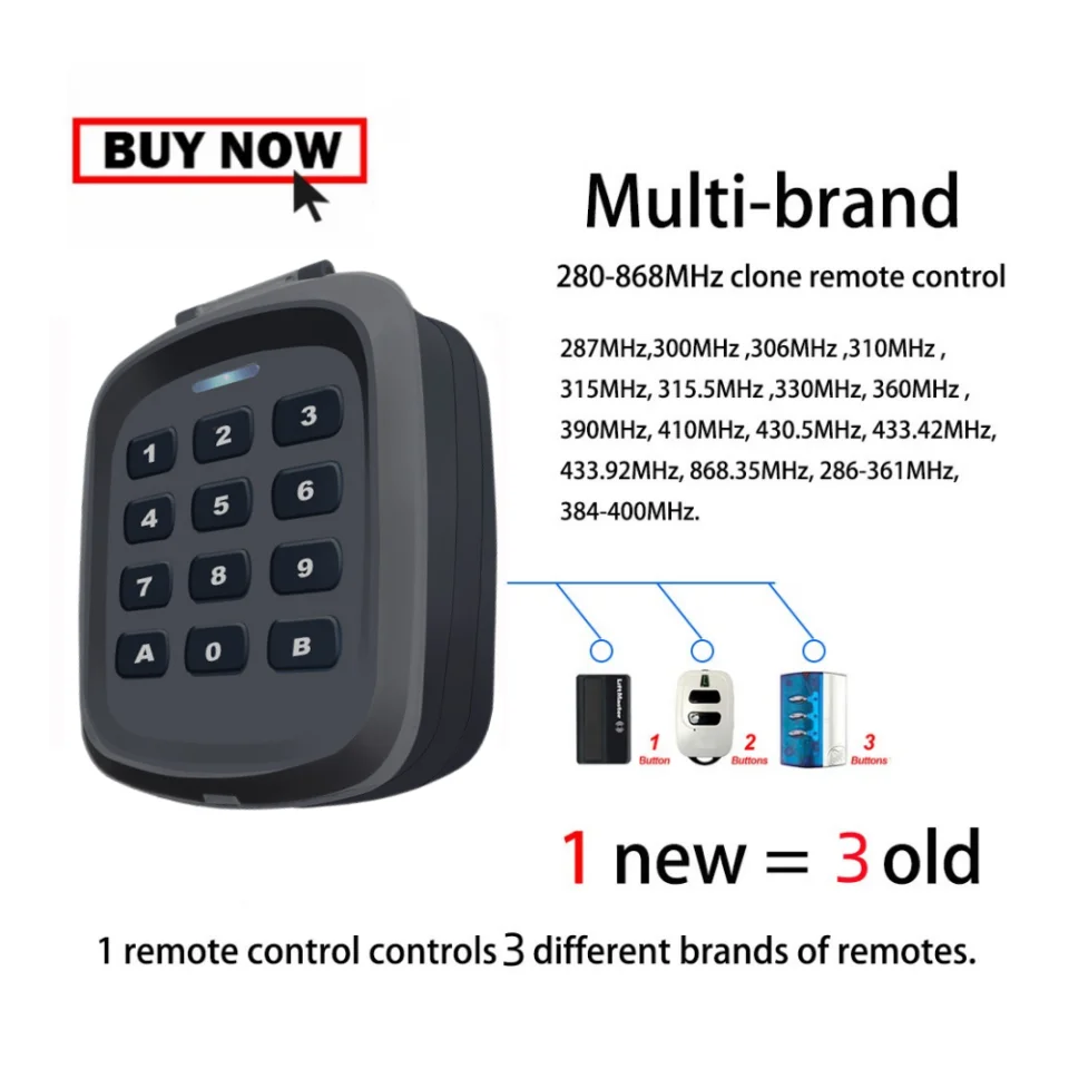 Mando a Distancia de 4 Botones para Abrir Puertas de Garaje, Mando a Distancia para Abrir Puertas de Garaje de 868 MHz para Puerta de Garaje, Alarma Antirrobo, Puerta de Cortina, Electrodomésticos Mando a Distancia de 4 Botones para Abrir Puertas de Garaje, Mando a Distancia para Abrir Puertas de Garaje de 868 MHz para Puerta de Garaje, Alarma Antirrobo, Puerta de Cortina, Electrodomésticos