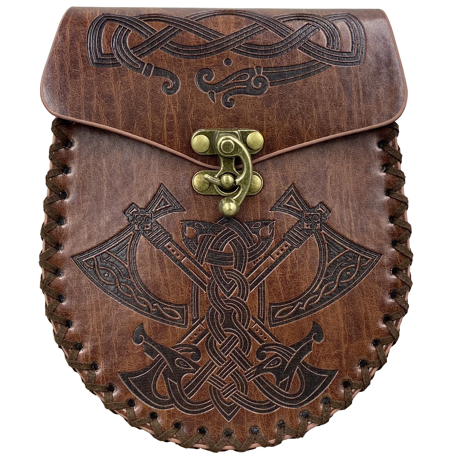 Mythrojan Borsa Medievale Cintura In Pelle Vera – Verde – Accessorio Cosplay LARP Vichingo