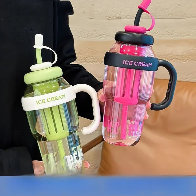 1300ML Large Capacity Plastic Water Bottle Cute Portable Children's Plastic Cup Leakproof with Straw Sports Water Cup Summer 2