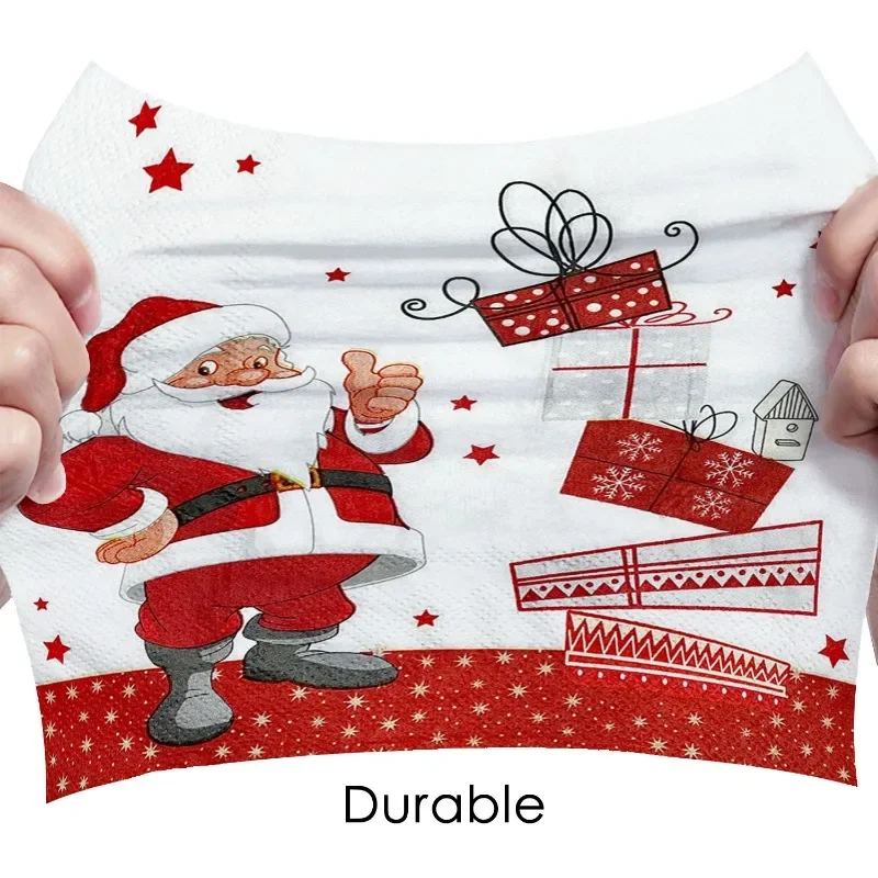 33*33cm 2-Ply White Background Red Father Christmas Printed Napkin Party Decoration Paper Placemat Butterfly Bart Paper 10/20pcs paper napkins