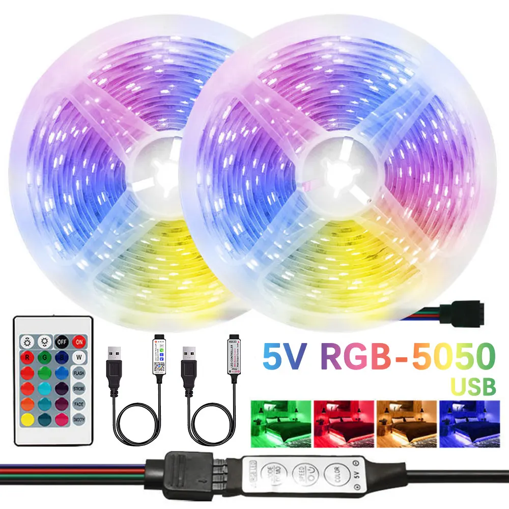 

Светодиодная лента RGB s 5 м 10 М 5050, настенные смарт-лампы с Bluetooth для ТВ, Рождественское украшение, для спальни, шкафа, эстетическое украшение комнаты, светильник ильник