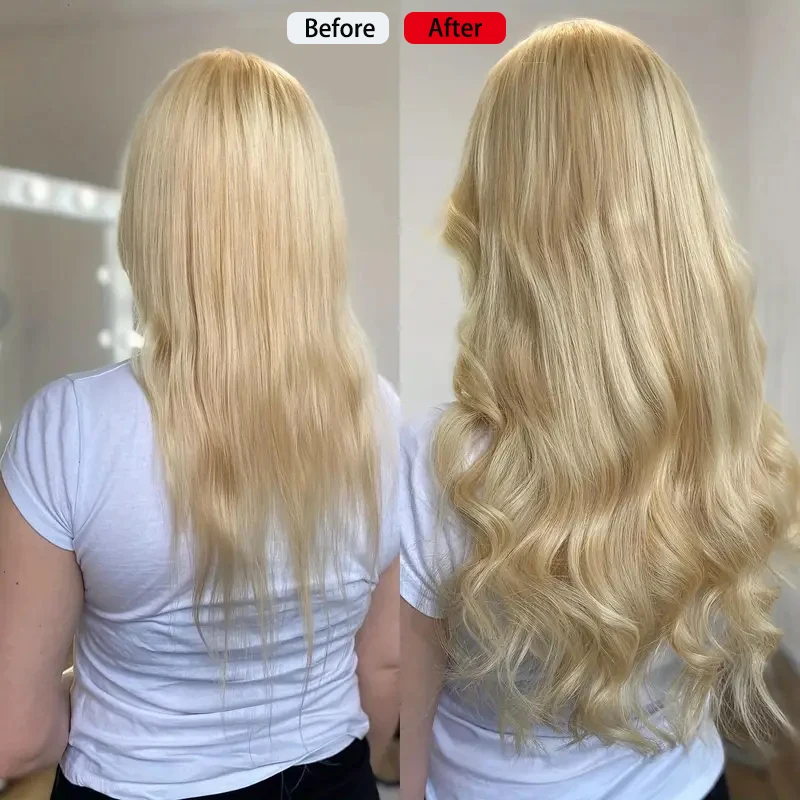 Double Drawn Straight Tape in Hair Extensions 12A Raw Hair Blonde Color #613 Straight 100% Human Extensions 100g/40pcs