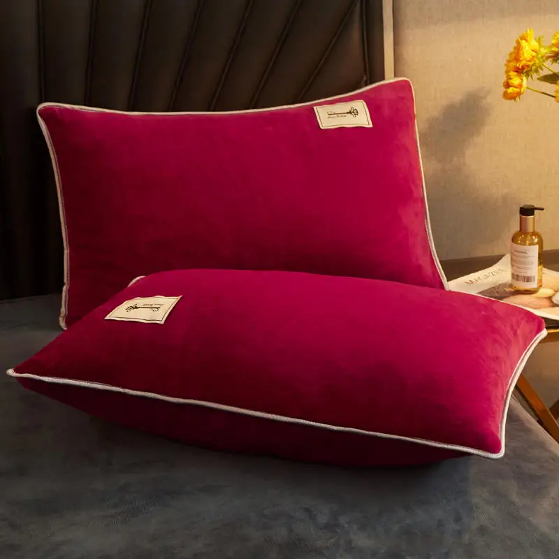 

2pcs Set Velvet Pillowcase for Bed Room Decorative Luxury Hairy Winter Pillow Cover Warm and Soft Solid Color Queen Size Grey