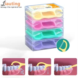 50Pcs Colored Fruit Floss Toothpick Set Interdental Brush Dental Floss Pick Portable Toothpick Floss Teeth Cleaner With Storage