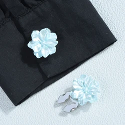 Pearlescent Gardenia Flower Button Covers Set for Women's Shirt Decoration (Light blue)