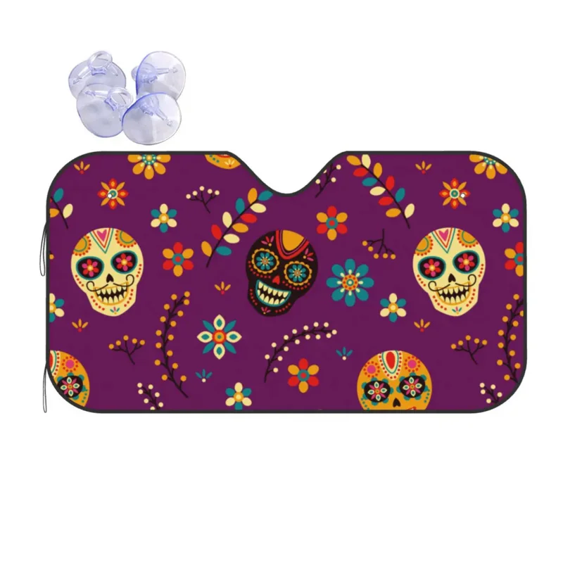 

Sugar Skull Halloween Windscreen Day of the Dead Mexican Awesome Car Front Window 70x130cm Sunshade Visor