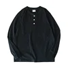 Sauce Zhan Tops & Tees Henley Tee Mans T-shirt Long Sleeve Henry Collar Pure Cotton Solid Color 230g Loose Fit 5