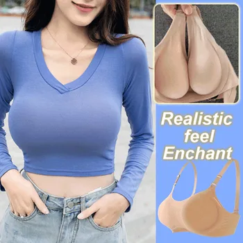 Women's Oversized Silicone Fake Breasts Sexy Bra Underwear Prosthesis Lingerie Bralette Cosplay Padded Everyday Bra Crop Top 1