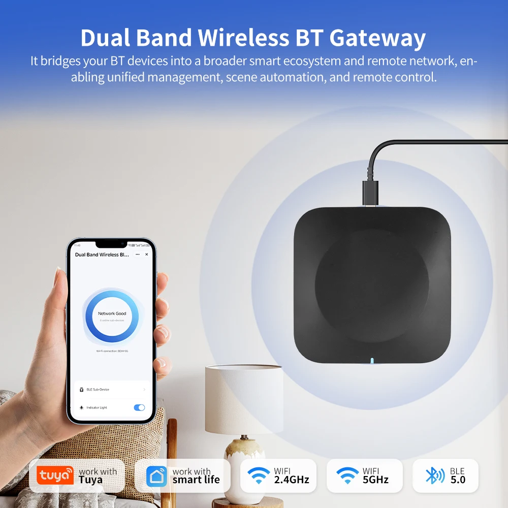 2.4GHz/5GHz WiFi Tuya 블루투스 듀얼 밴드 게이트웨이 스마트 컨트롤 패널 무선 허브 Alexa와 호환 가능
