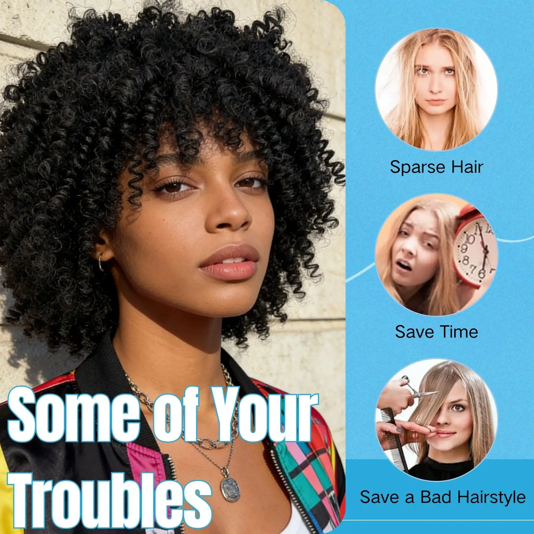 Women's African Curl Wig, African Wig, Heat-Resistant Fiber Wig, Suitable for Parties and Daily Wear 5