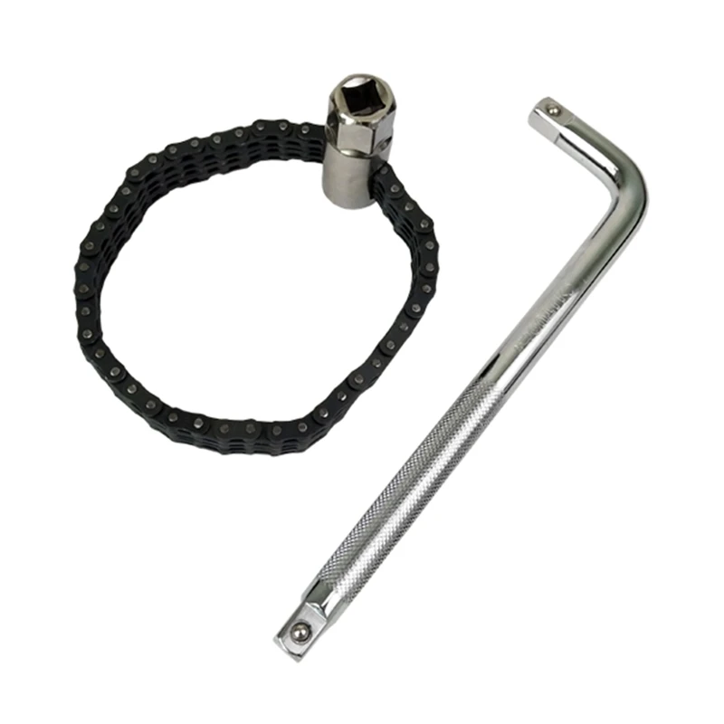 

K1KA 2 Pcs/Set Multifunctional Chain Oil Filter Wrench High Hardness Deep Socket Removal Tool Oil Filter Wrench for Most Cars
