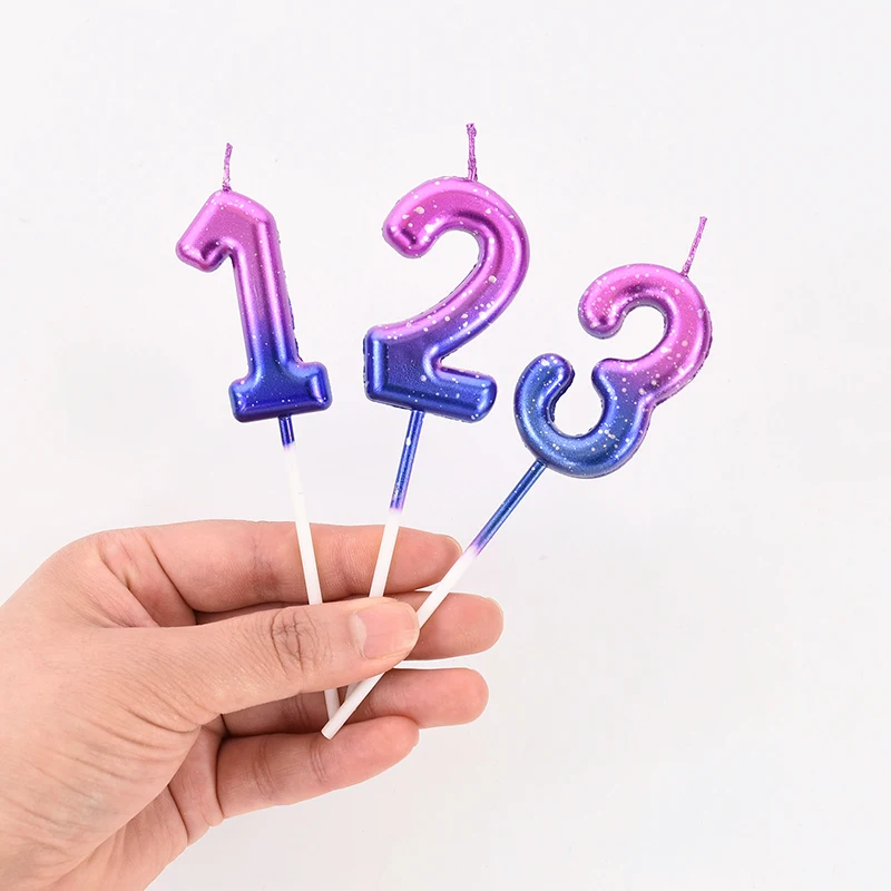 7 Candele Di Compleanno Sfumate Rosa E Blu Con Glitter Oro – Numero 5 + 6 Candeline Sottili Per Torta – Decorazioni Per Feste
