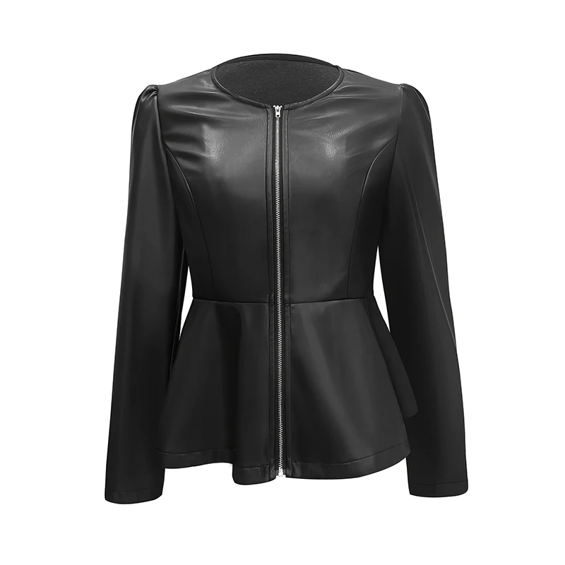 Vintage Women PU Leather Bomber Jacket Fashion Casual Autumn Winter Zipper Windbreaker Streetwear Female Blazer Y2K Clothes New