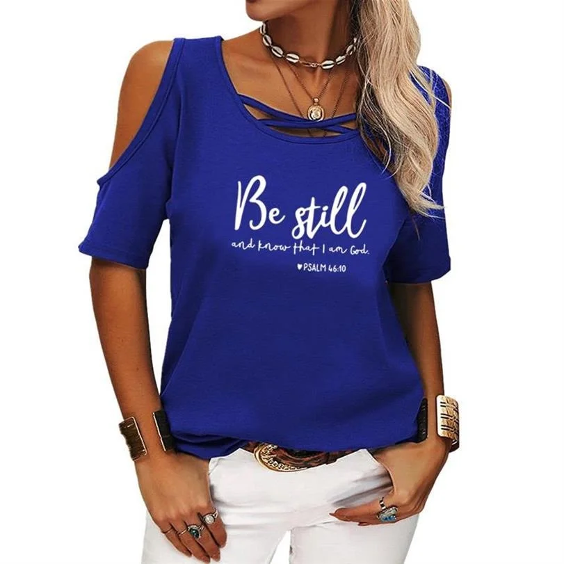 

2022 summer Arrival T-Shirt For Women Letters Print Solid Off-The-Shoulder Loose Short Sleeves Female Women Tops Harajuku