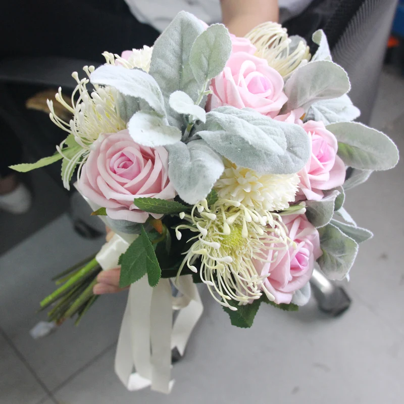 Ivory Wedding Bouquet for Bride Bridesmaid Artificial Flowers Rose Gypsophila Bridal Bouquet Mariage Wedding Accessories