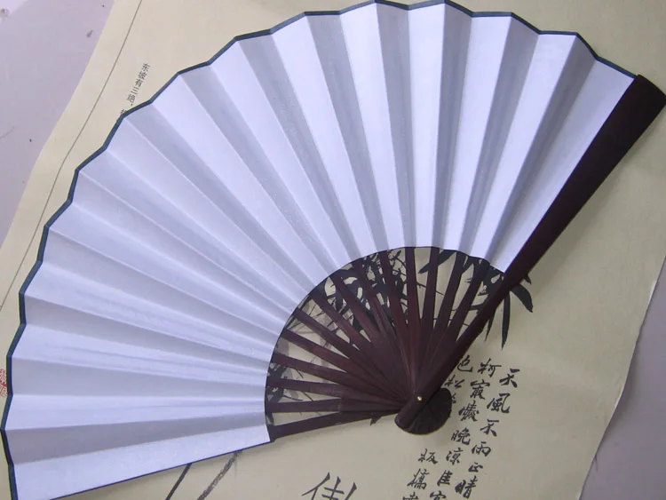 10.6 inch Plain Color Folding Silk Hand Fan Women DIY Blank Chinese Bamboo Fan Personalized Adult Painting