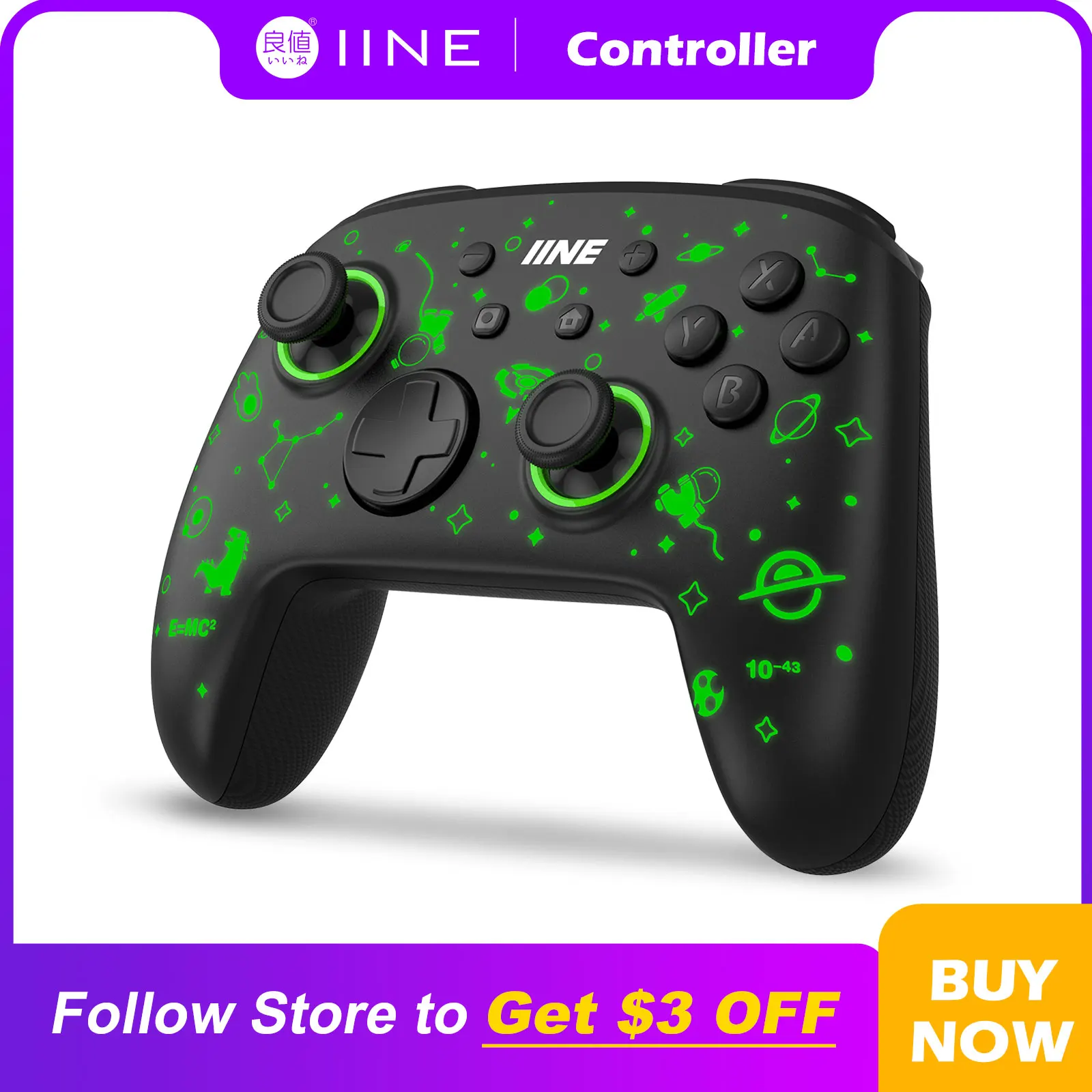 

IINE Falcon Wireless Controller Wake Up Support NFC Amiibo Compatible Nintendo Switch/Switch OLED/PC Steam